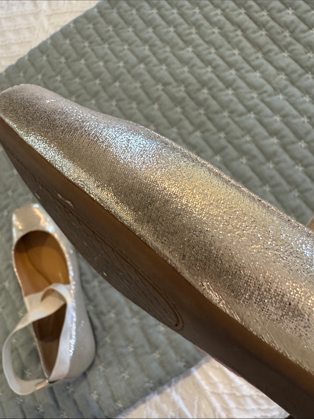 EUC - Jessica Simpson Sparkle Ballet Flats with Ankle Ribbon - Size 6 1/2 - Picture 6 of 6